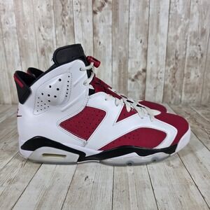 Nike Air Jordan 6 Retro Carmine‎ Red White High Top Sneakers CT8529-106 11.5